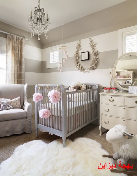 غرفة نوم للاطفال الرضع باللون الرمادى