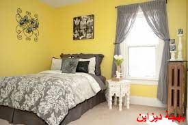 غرفة نوم اطفال رمادى مع اصفر هادئة و بسيطة