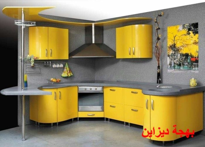 مطبخ الوميتال جاهز باللون الاصفر