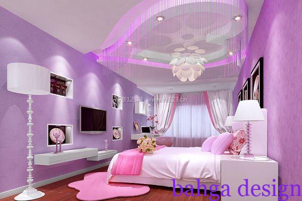جبس بورد غرفة نوم عرسان باللون الموف جميل جدا