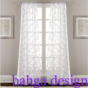 ستار بيضاء منقوشة طويلة