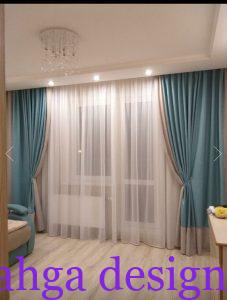 ستارة رمادى مع جنزارى تناسب غرف الصالون طبقتين