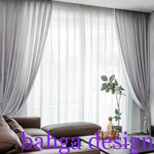 ستارة شيفون رمادى مع ابيض شيك جدا طبقتين