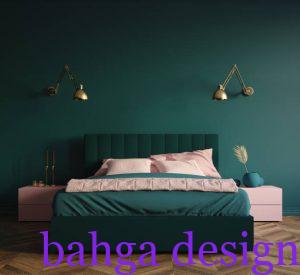 Modern dark green bedroom interior, 3d render