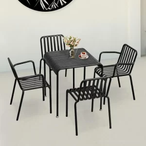 سفرة حديد مودرن 4 كراسي باللون الاسود روعه