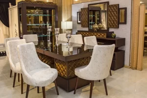 سفرة خشب زان 8 كراسي بتصميم رائع و فخم جداً