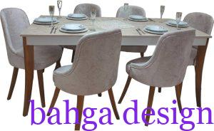 سفرة خشب زان باللون الرمادي بتصميم فخم جداً