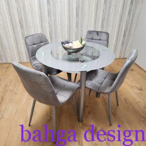 سفرة خشب صغيره 4 كراسي باللون الرمادي جميلة جداً