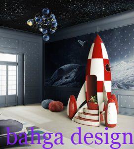 غرفة اطفال رصاصي في ازرق تناسب صغار السن