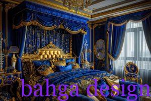 غرفة نوم ازرق مع ذهبي رائعة و جميلة