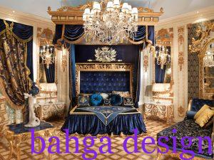 غرفة نوم ازرق مع ذهبي في منتهى الجمال