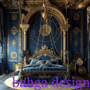 غرفة نوم ازرق مع ذهبي كلاسيكية