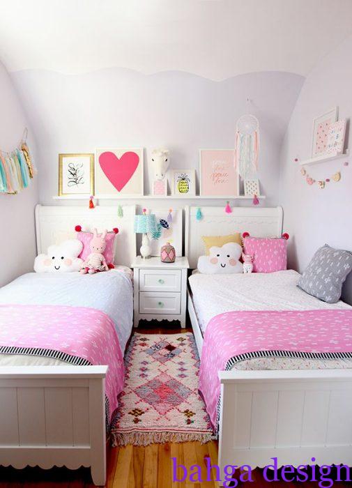 غرفة نوم اطفال بسريرين للمساحة الصغير جميلة جدا و رائعة