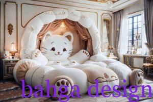 غرفة نوم اطفال بنات السرير علي شكل قطة