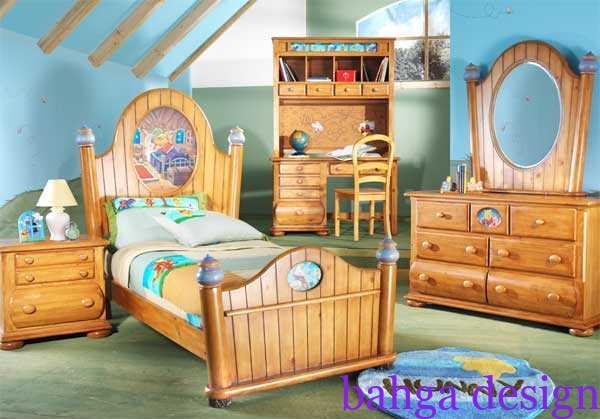 غرفة نوم اطفال خشب تناسب الاولاد و البنات