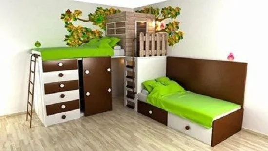 غرفة نوم اطفال خشب روعة