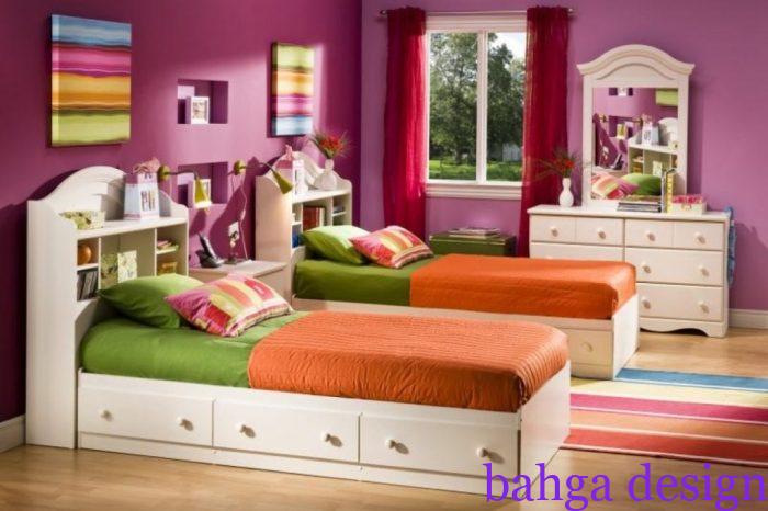 غرفة نوم اطفال خشب مودرن باللون الابيض