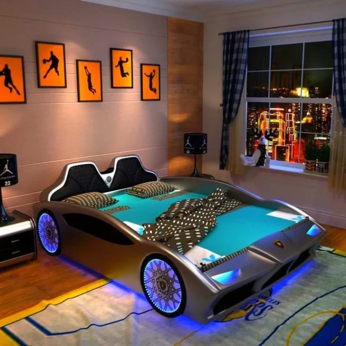 غرفة نوم اطفال علي شكل سيارة