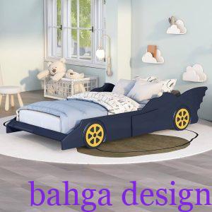 غرفة نوم اطفال علي شكل سيارة بات مان زرقاء