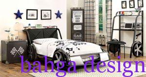 غرفة نوم اطفال علي شكل سيارة بيضاء