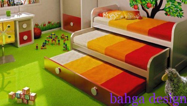 غرفة نوم اطفال عملية جدا السرير مكون من 3 مستويات لتوفير المساحة
