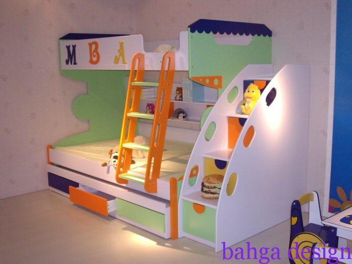غرفة نوم اطفال عملية جدا السرير مكون من طابقين بشكل يناسب المساحات الصغيرة