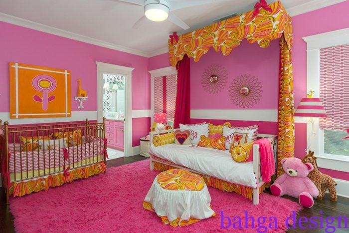 غرفة نوم اطفال فوشيا رائعة و تناسب المساحات الواسعة