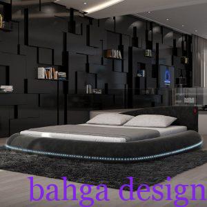 غرفة نوم دائرية كاملة باللون الاسود في منتهى الشياكة