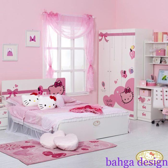 غرفة نوم كاملة للاطفال علي شكل قطة باللون الابيض تناسب البنات