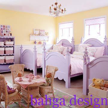 غرفة نوم للاطفال البنات 3 سراير باللون الموف