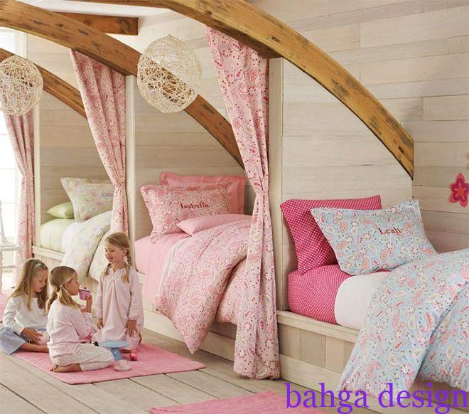 غرفة نوم للاطفال البنات من 3 سراير جميلة جدا