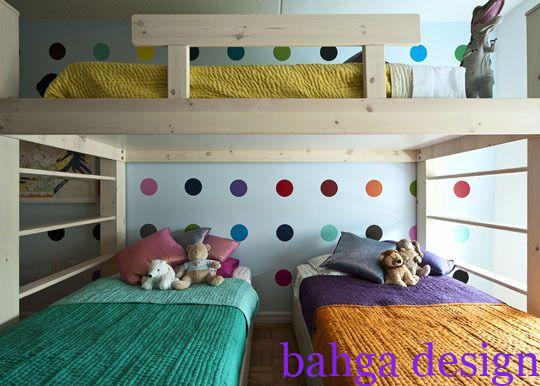 غرفة نوم للاطفال ثلاثية تناسب جميع الاعمار من الخشب