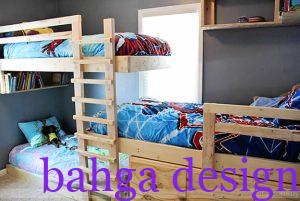 غرفة نوم للاطفال ثلاثية خشب بسيطة