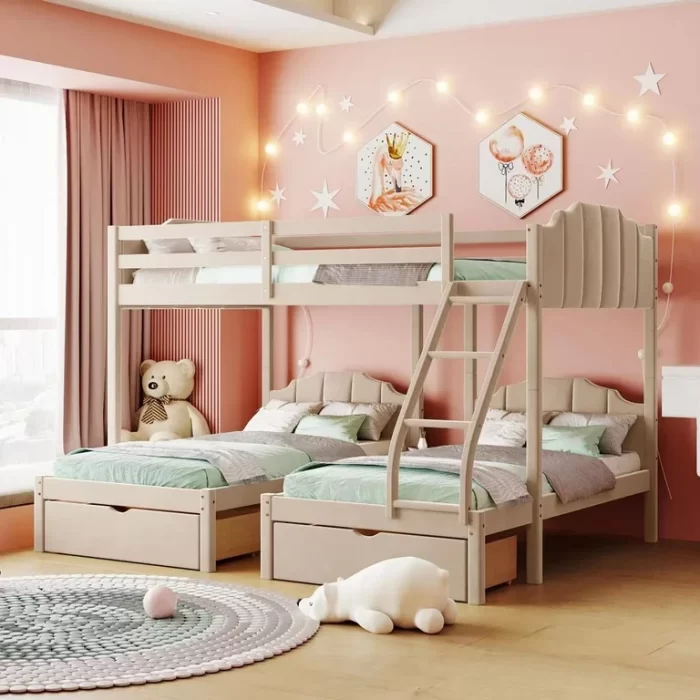 غرفة نوم للاطفال ثلاثية خشب روعة