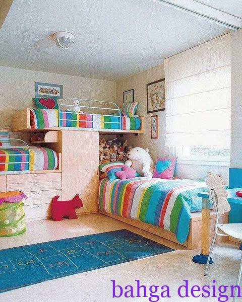 غرفة نوم للاطفال ثلاثية خشب