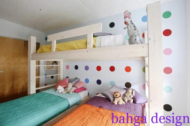 غرفة نوم للاطفال ثلاثية من الخشب