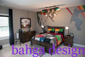 غرفة نوم للذكور خشبية باللون البني