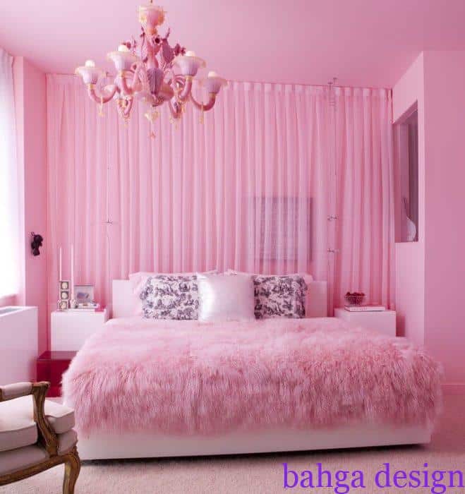 غرفة نوم هادية و بسيط للعرسان باللون الروز روعة