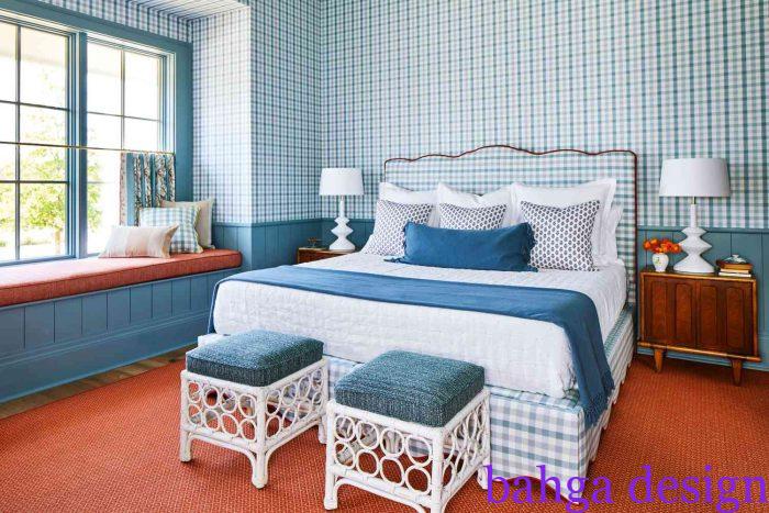 غرفة نوم هادية و بسيطة جميلة باللون الابيض و التركواز