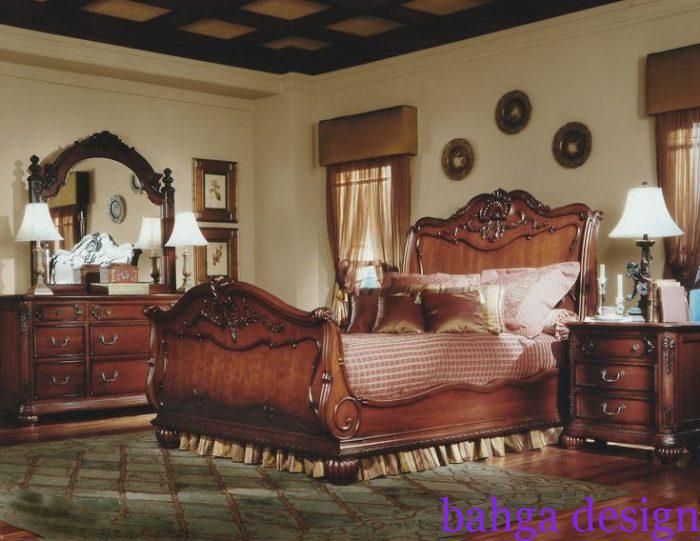 غرفةة نوم خشب بنى كلاسيكية للعرسان