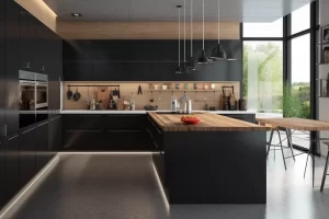 مطبخ اسود مودرن بتصميم شيك جداُ