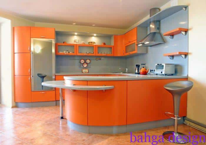 مطبخ الوميتال جاهز مودرن باللون البرتقالي